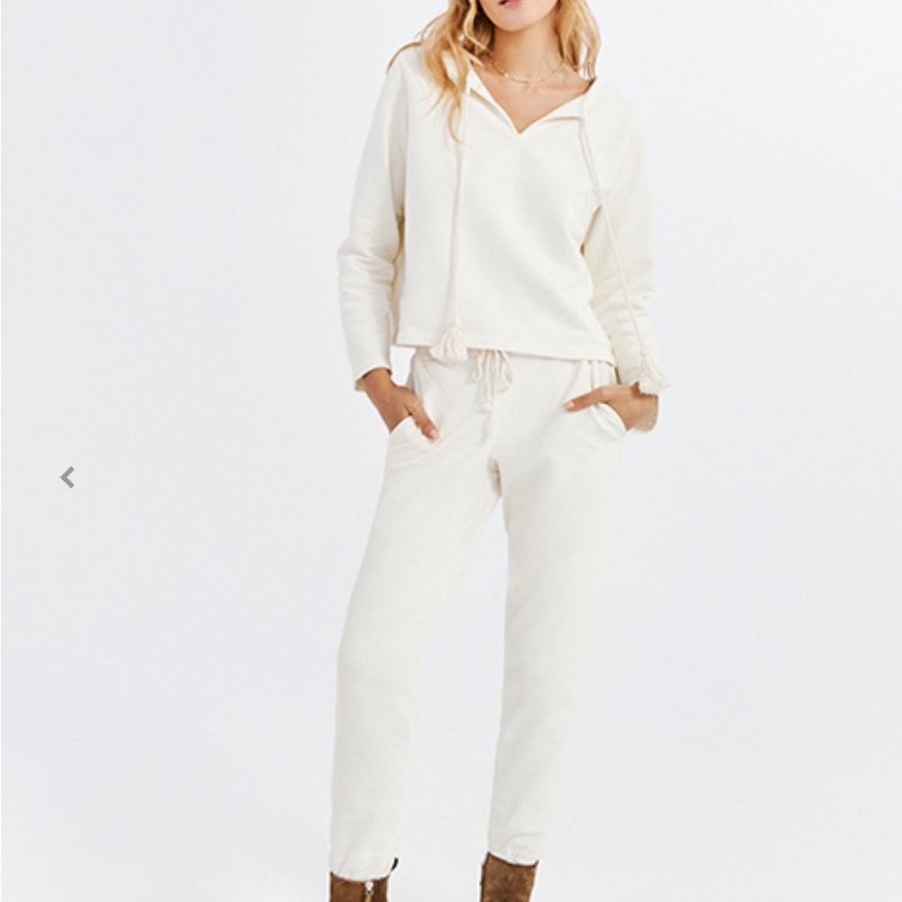 Something Navy Ivory Tassel tie Sweatshirt and Sweat pants set (S)